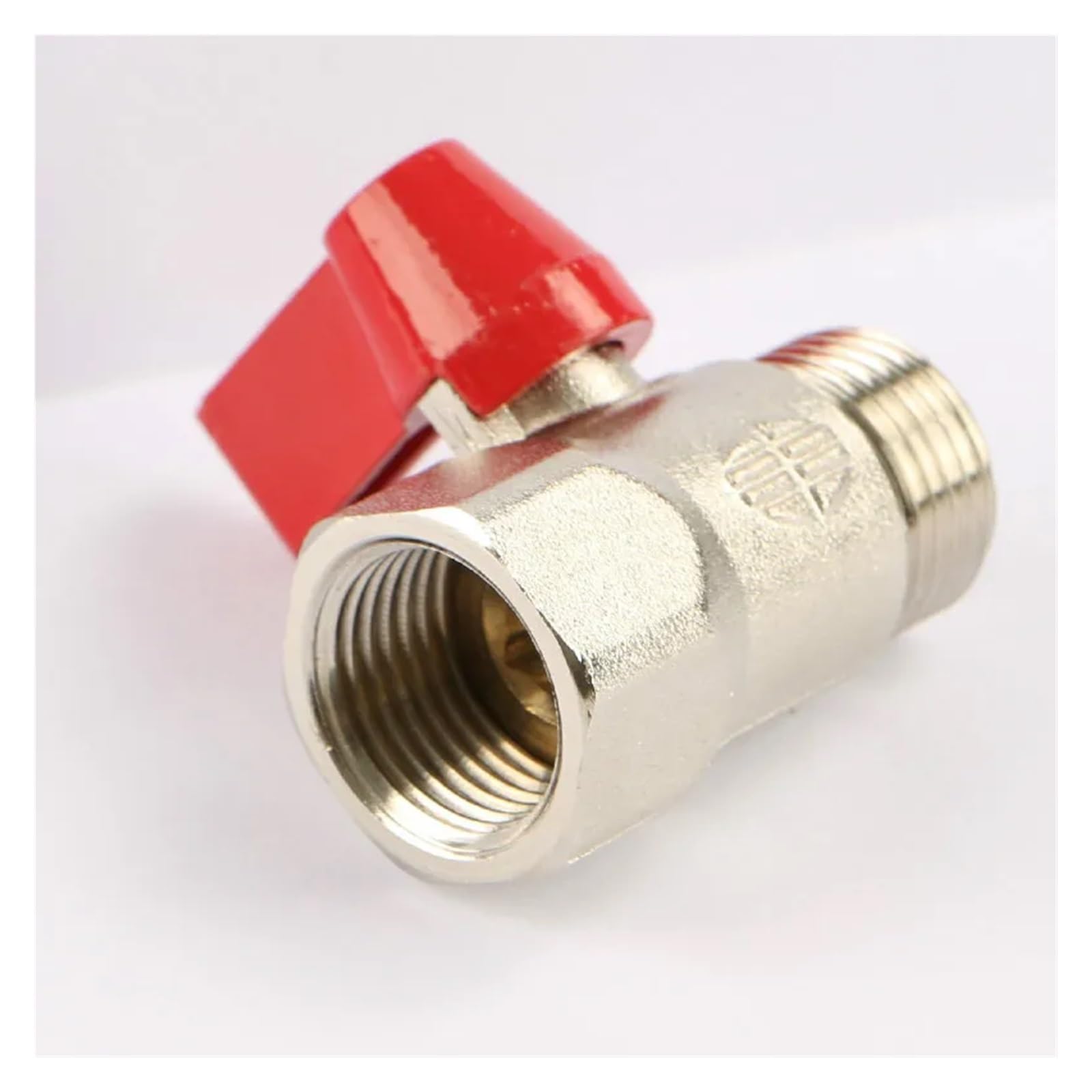 Instalación de tubería de agua, válvula de bola Red Hat Interruptor niquelado de latón Accesorios de tubería de calentador de agua Conector de junta roscada macho y hembra