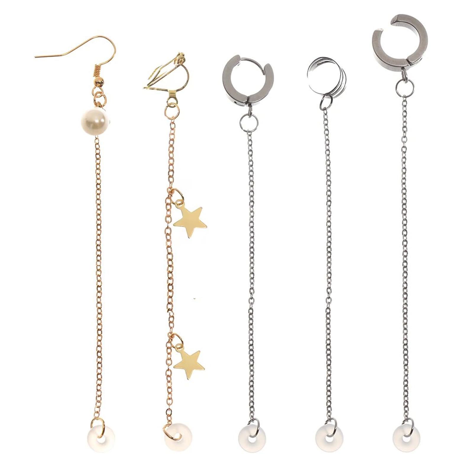 Laugwey Anti-Lost Earring Hook for Airpods, 5 Pairs Earring Accessory, Stainless Steel Clip-On Earrings, Suitable for Hiking/Jogging/Working/Running/