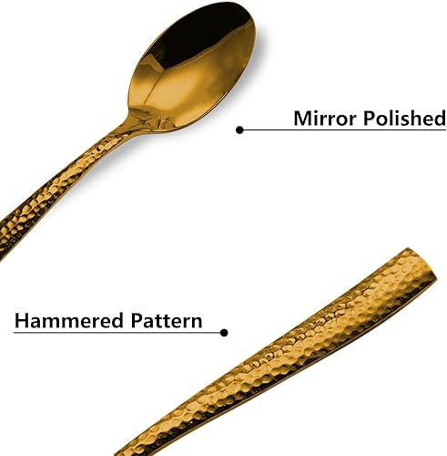 Miniatura 8 de Kikbioee Juego de cubiertos de acero inoxidable de 20 piezas forjados y pesados, incluyendo tenedores, cucharas de cuchillo, apto para lavavajillas,