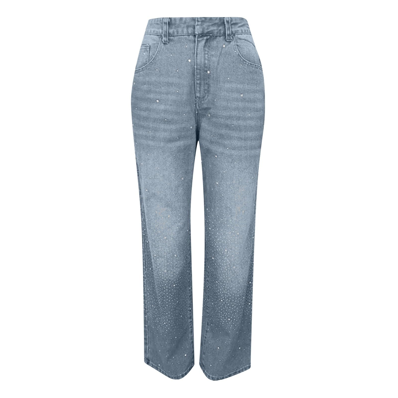 Jeans da donna, taglie grandi, jeans baggy, pantaloni in denim a vita alta, Y2K, elasticizzati, per il tempo libero, gamba dritta, pantaloni hiphop streetwear con tasche