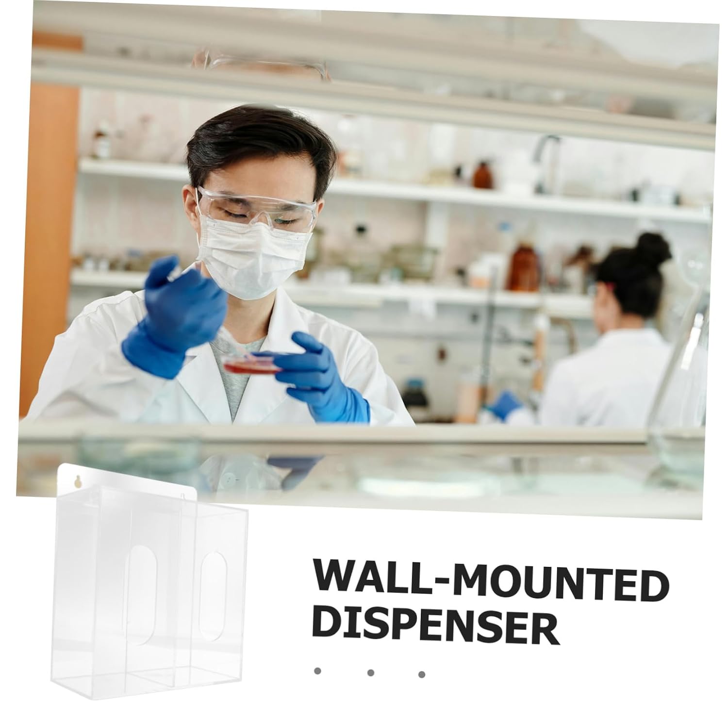 Amosfun Acrylic Glove Dispenser Wall Mount Organizer Compartment for Easy Access to Gloves and Masks Storage for Lab and Office Use