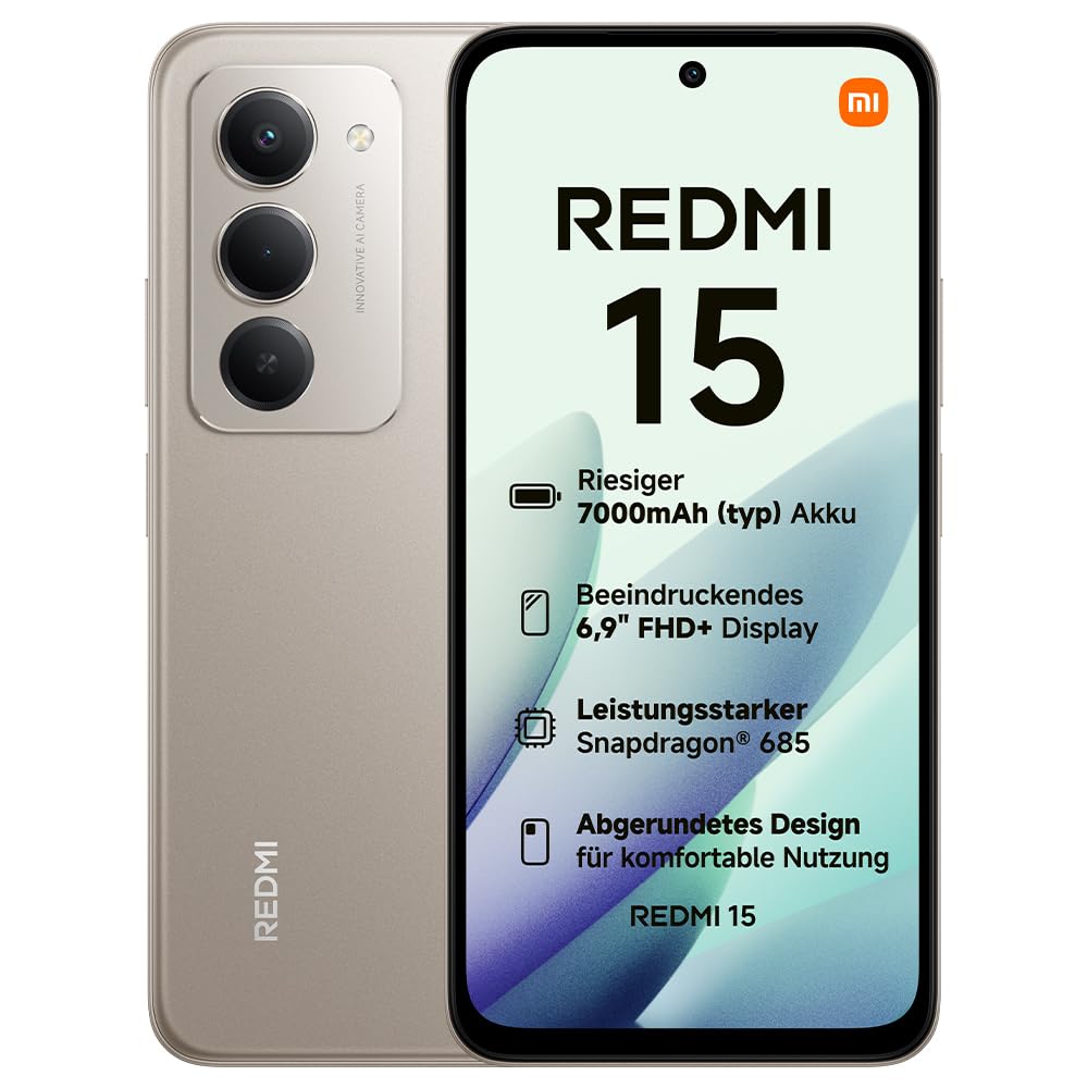 XIAOMI Redmi 15, Smartphone 8+256GB, Handy mit Android, 6,9