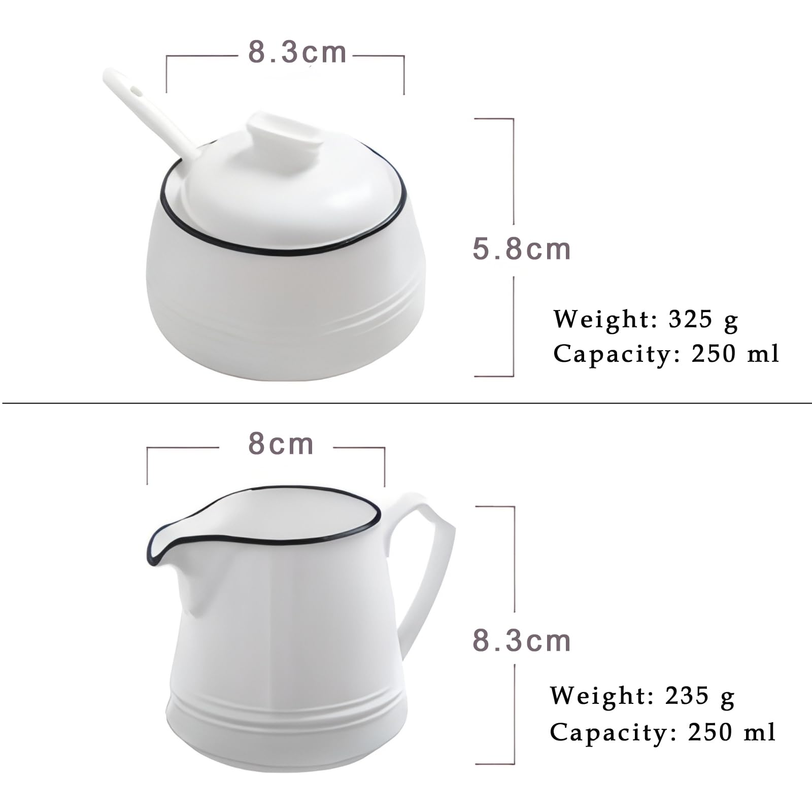 Juego de café 3 en 1 de porcelana para leche y azúcar, de cerámica de diseño elegante, para uso diario, incluye jarra de nata y azucarero, apto para microondas y lavavajillas