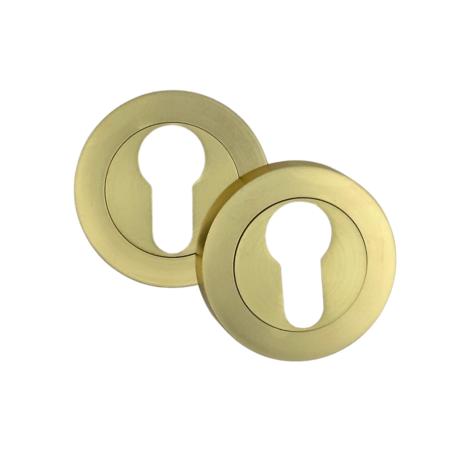AXS Hardware Escutcheon Pair 52mm – Euro Profile & Oval Profile – Door Keyhole Cover on Rose – Internal Door Hardware – Satin Brass, Antique Brass, Matt Black (Satin Brass, Euro Escutcheon)