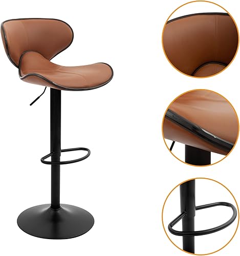 Miniatura 11 de CangLong Taburete de bar giratorio ajustable, sillas de altura de mostrador con respaldo y reposapiés para bar, cocina, comedor, sala de estar y pub