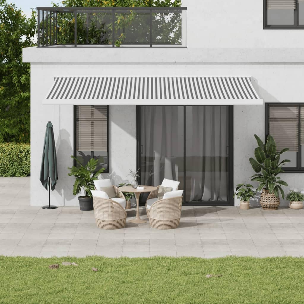 Home Garden Ausziehbare Markise, Anthrazit und Weiß, 5 x 3 m, Stoff und Aluminium