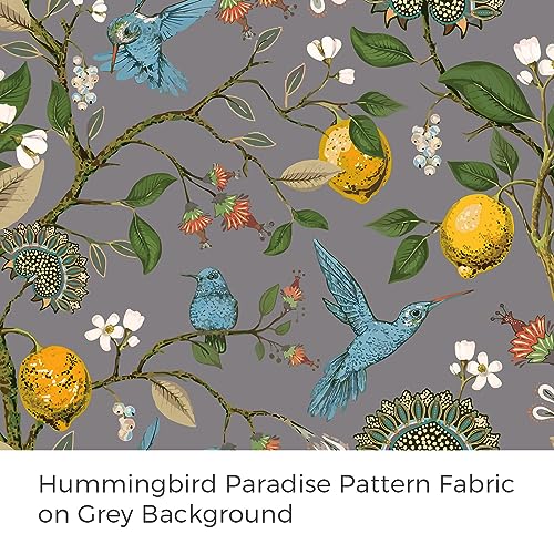 Image of Topfinel Gray Patterned Curtains 96 Inch Long for Living Room, Bedroom Blackout Elegant Vintage Botanical Floral Hummingbird Drapes Grommet Window Treatments for Sliding Door 2 Panel 96 Inch Length