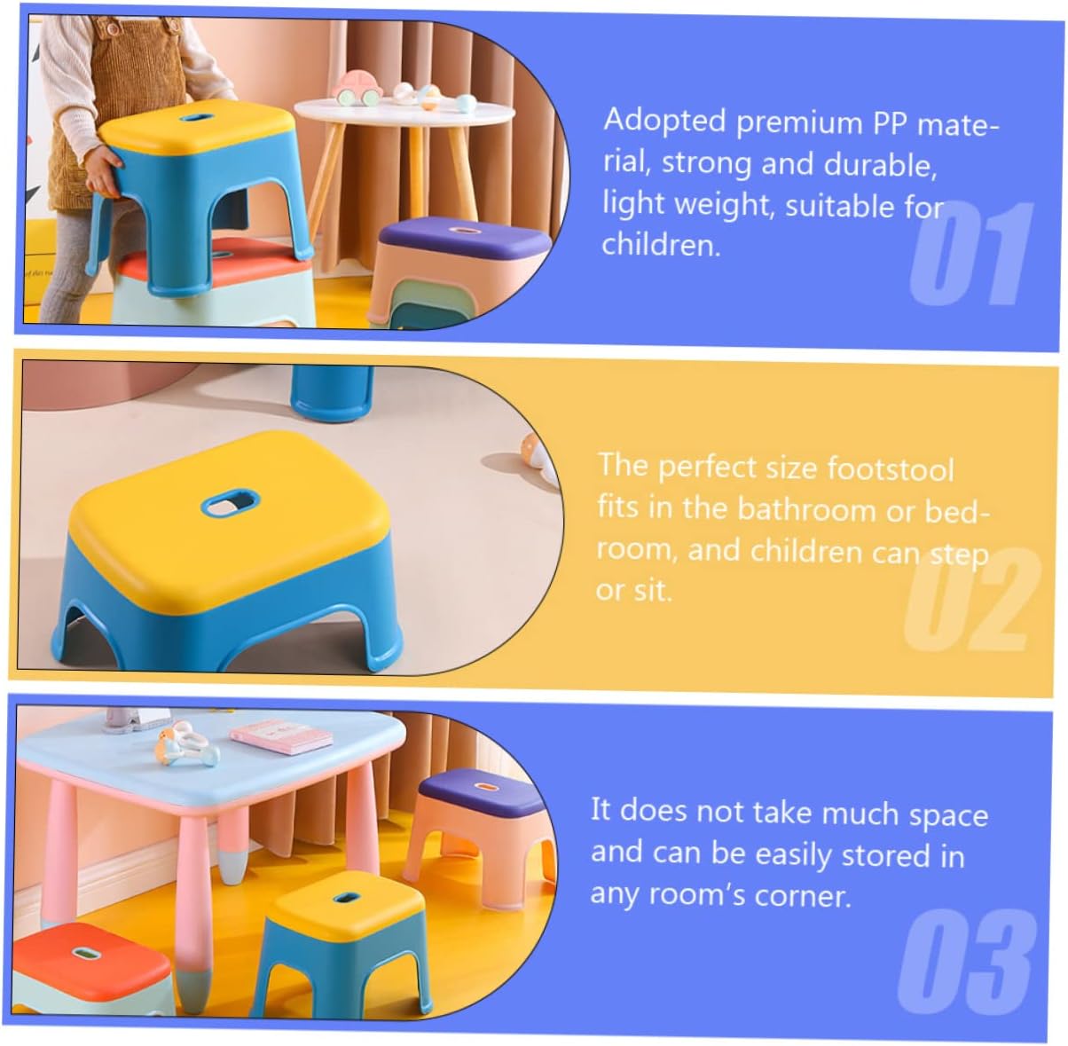 Boy Girl Non-Slip Step Stool Durable Plastic Boy Girl Stool for Home Use Lightweight and Compact Design Bathroom and Kitchen Yellow