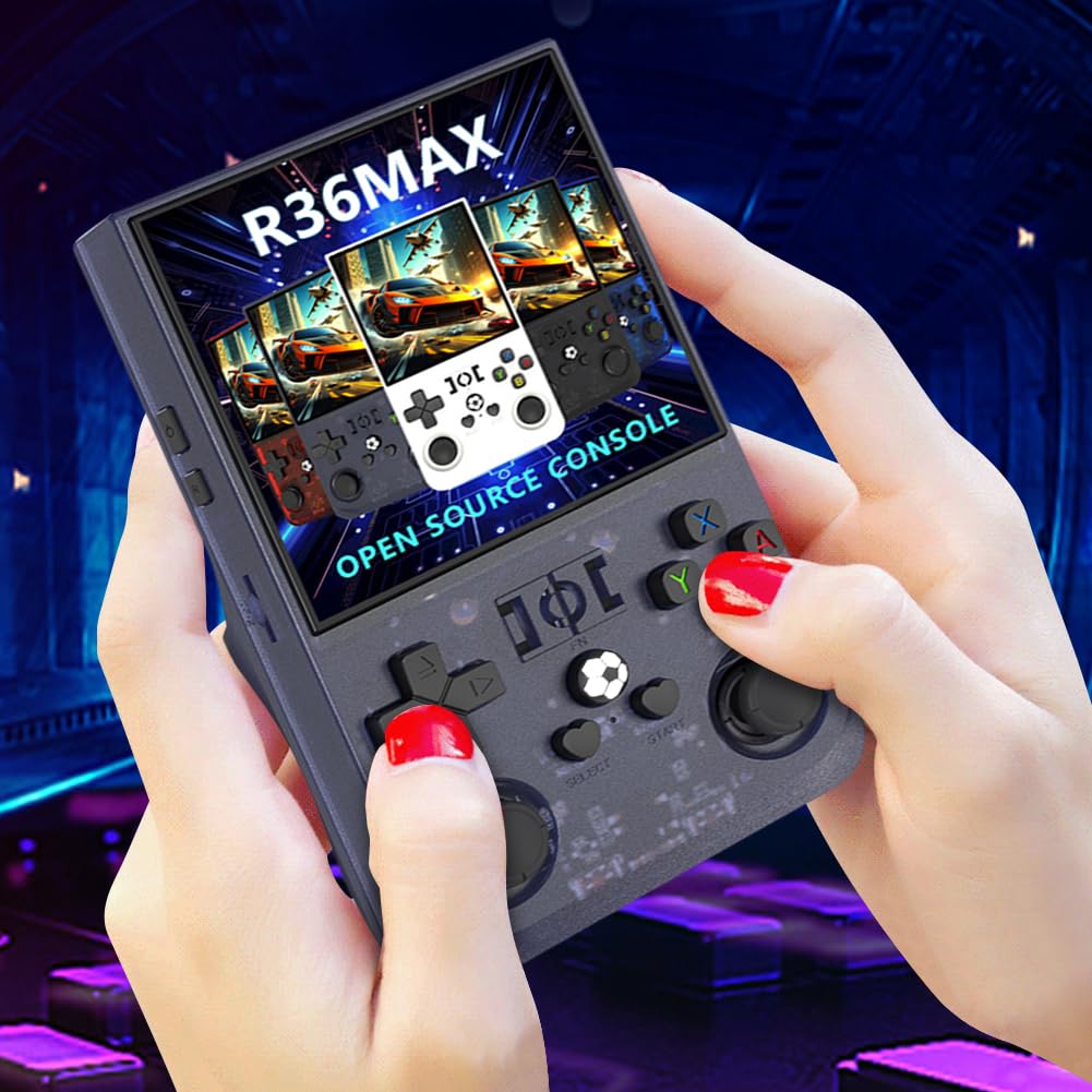 LYEAA R36MAX Console di gioco portatile retrò, console retrò da 4,0 pollici, giochi retrò in 1 console di gioco con sistema Linux open source, console di gioco portatile a batteria da 4000Ma