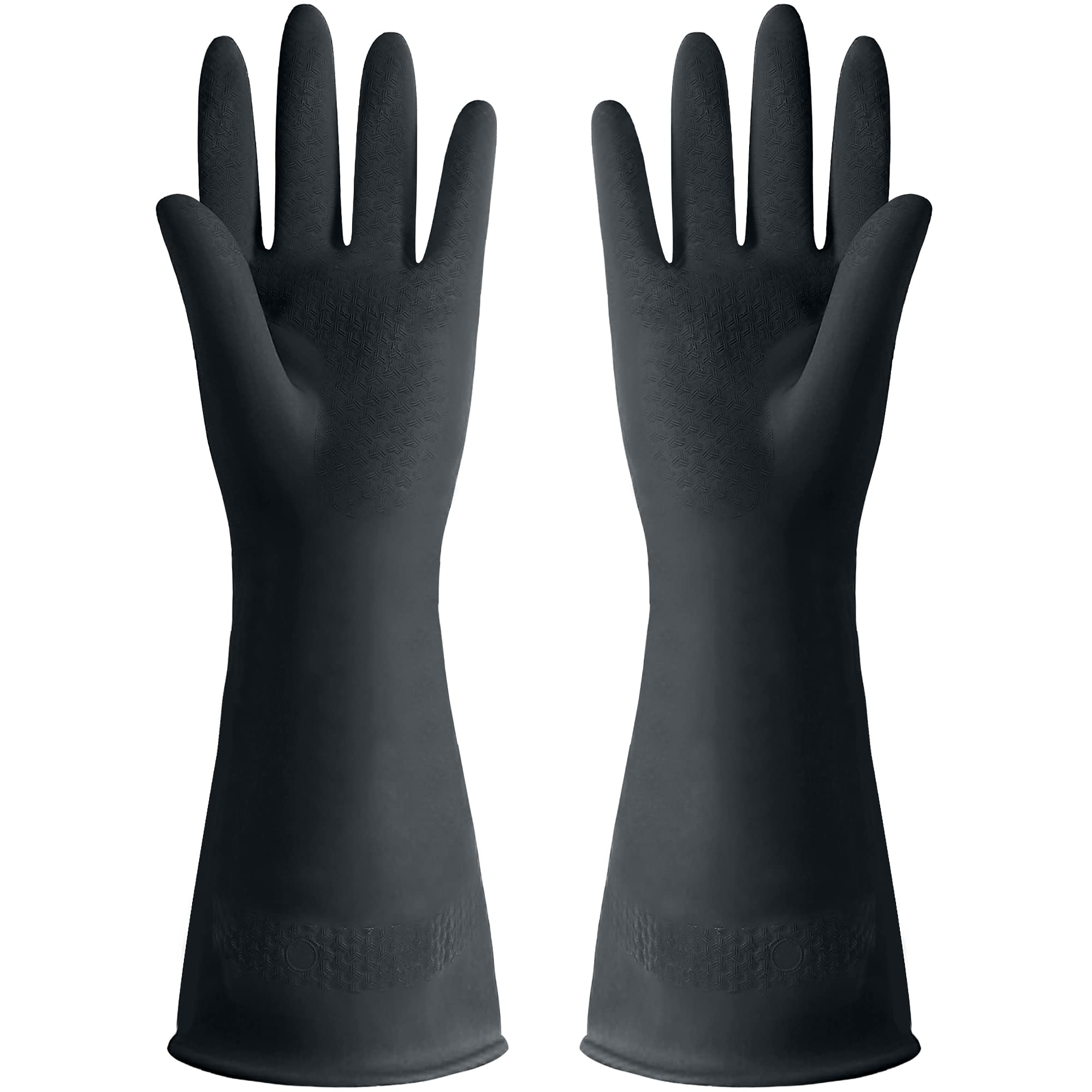 Glsafeove Black Cleaning Rubber gloves, M-L Kitchen Household Dishwashing Latex Gloves, Heavy Duty Chemical Glove