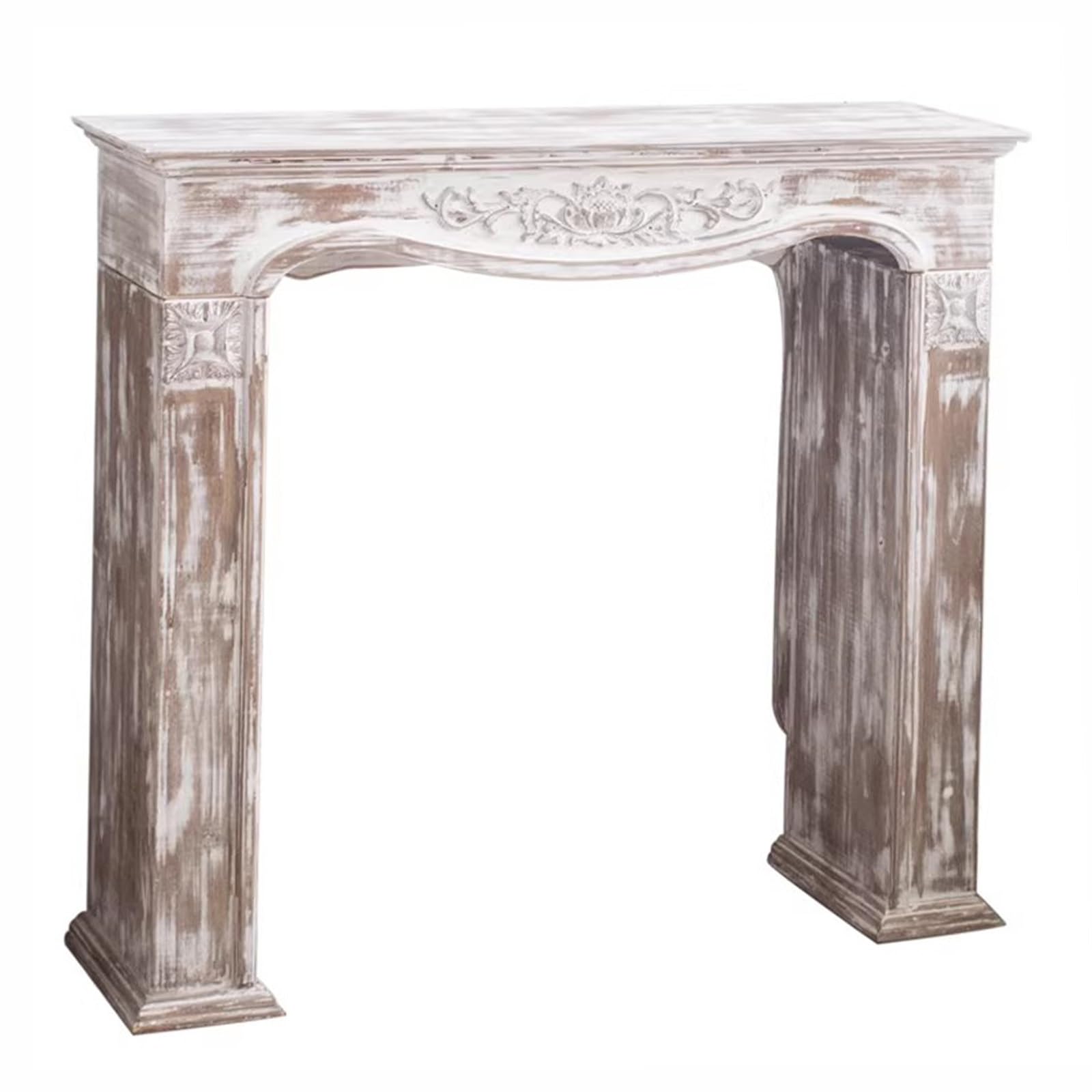 Mantels Surrounds Distressed Wood Fireplace Mantel Freestanding Vintage Decorative Surround Decorated Frame