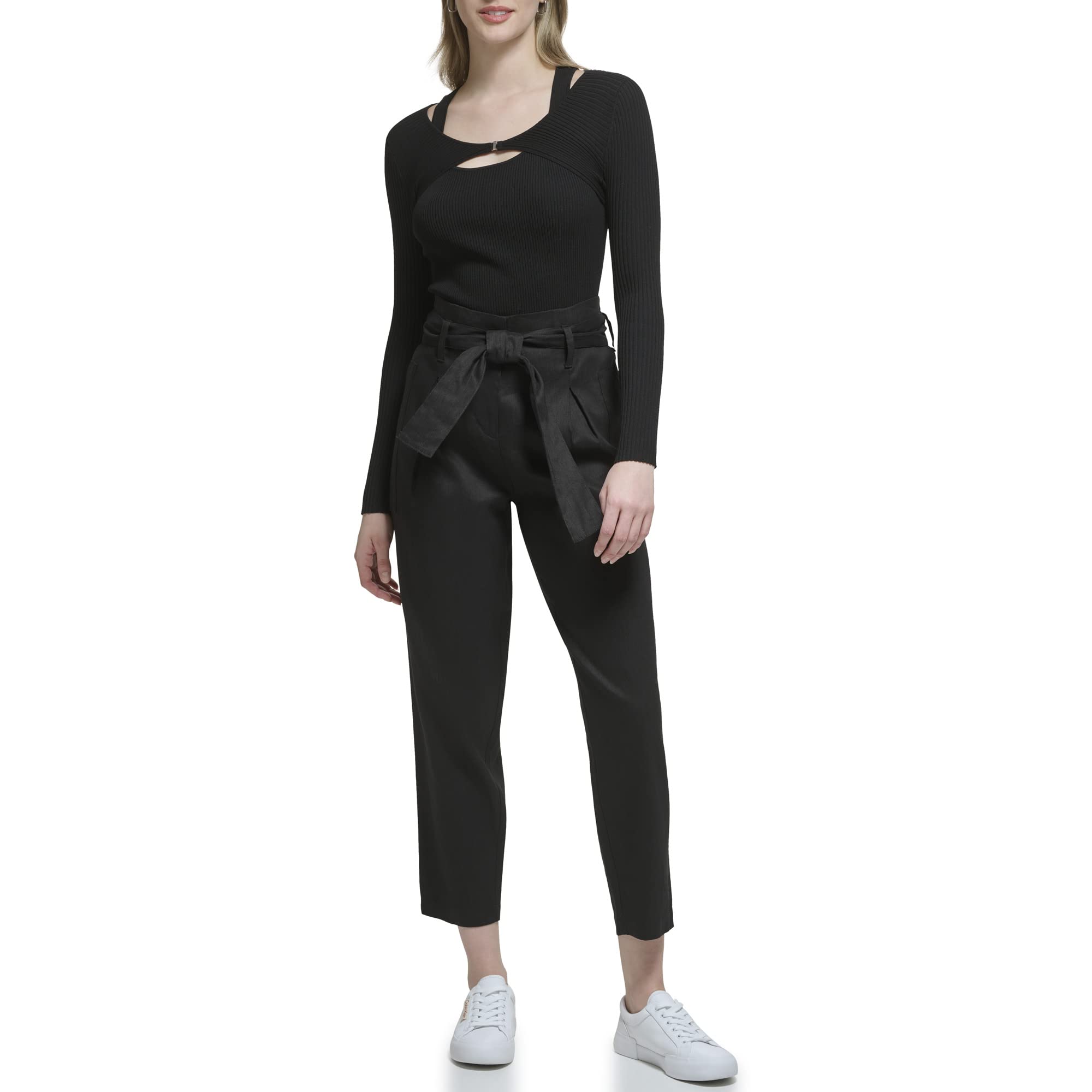 Calvin Klein womens Sweater Rib Wrap Longsleeve
