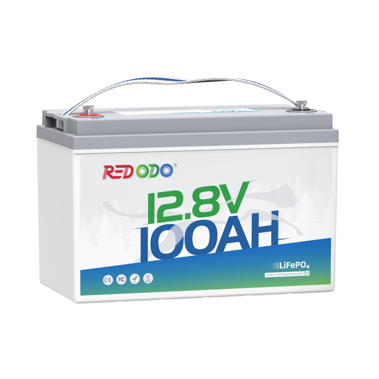 Redodo Akumulator litowy LiFePO4 12 V, 100 Ah, akumulator litowy 1280 Wh wbudowany w BMS 100 A, do 15000 cykli, 10 lat żywotności, idealny jako prąd awaryjny do samochodów kempingowych, Off Grid,