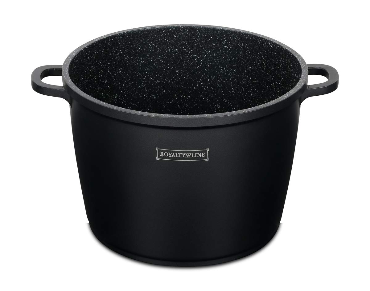 Royalty Line® AD28M Kochtopf mit Glasdeckel, Antihaftbeschichteter, Induktionsgeeignet, 10.5 Liter, 28 cm, Schwarz