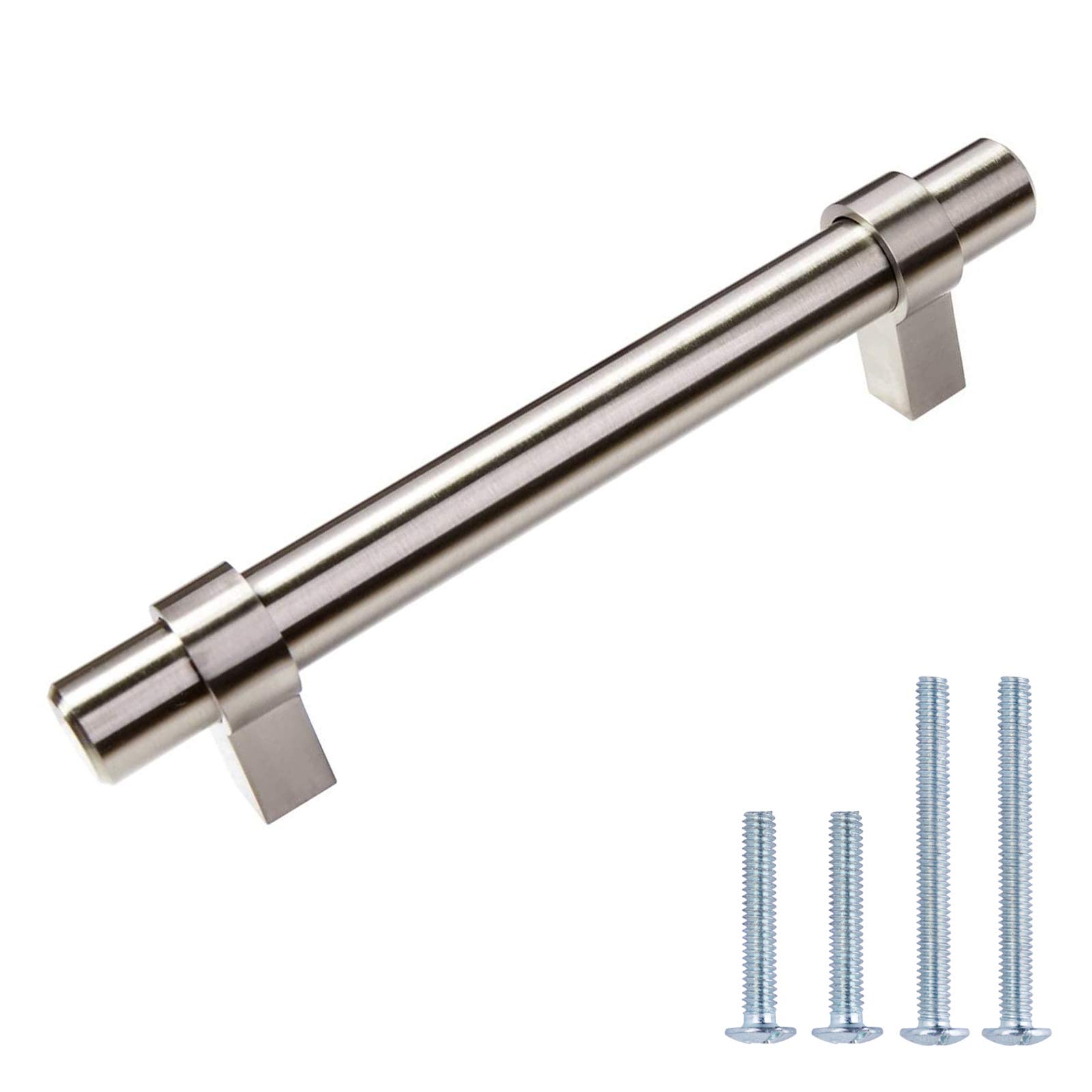 Modern Straight bar Handle Pull, 4 inch Center to Center, Satin Nickel Finish, 50 Pieces