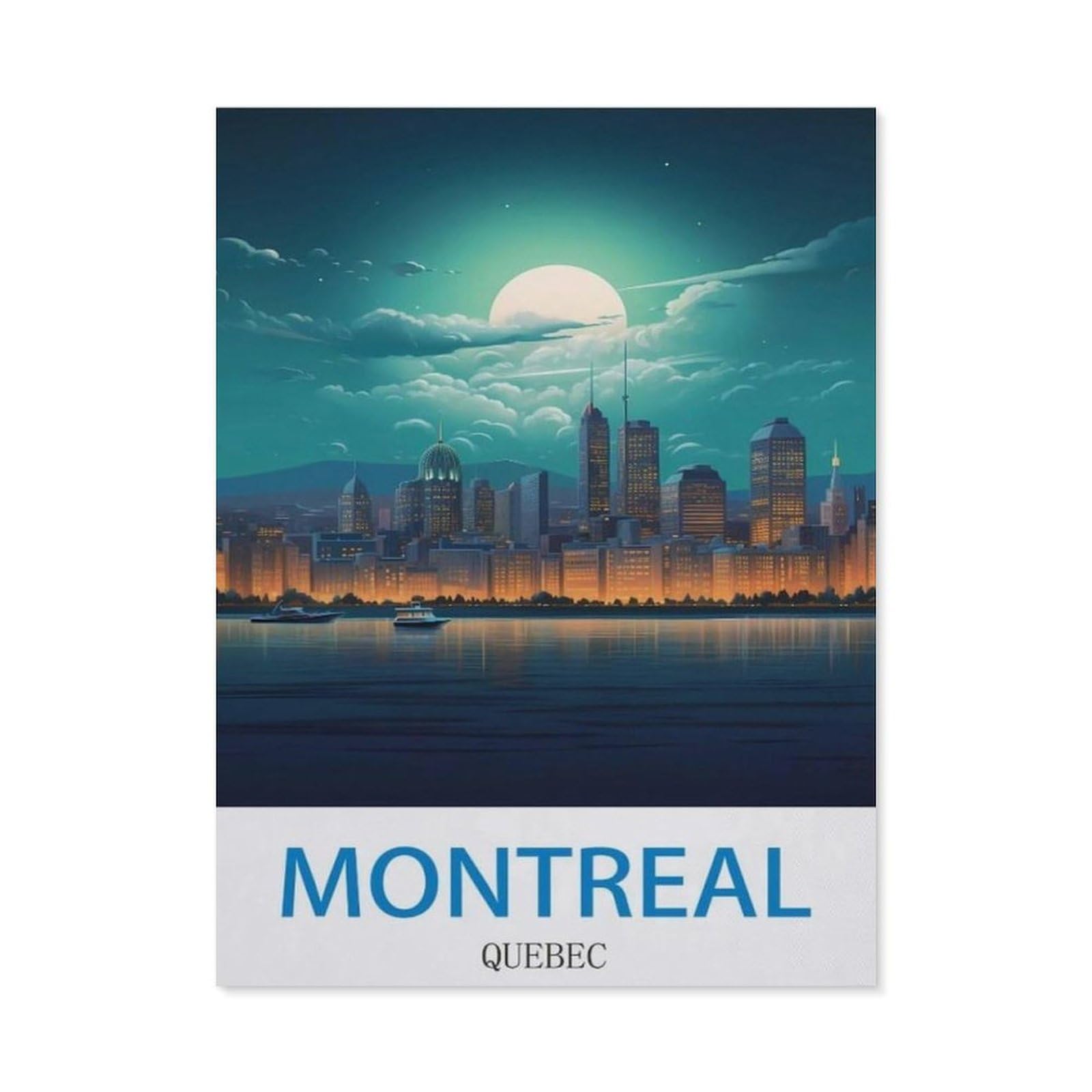 BEAYODKP 5D DIY Diamond Painting kit，Montreal Quebec，Round Resin Diamond Cross Stitch, Home Decoration Gift（40 x 50 cm/15.74 x 19.68 inches）-CN99