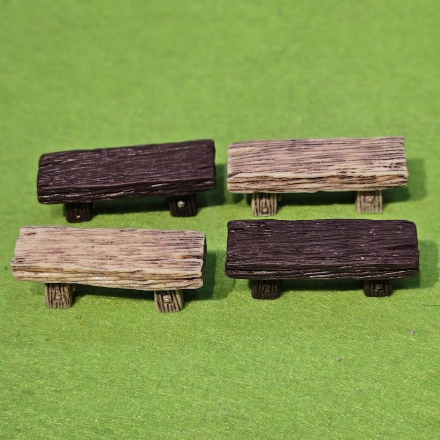 Miniature Benches Set of 4 Rustic Dollhouse Furniture for Fairy Garden, Terrarium, DIY Craft & Home Decor 5.5 x 2 x 2 cm-image-4