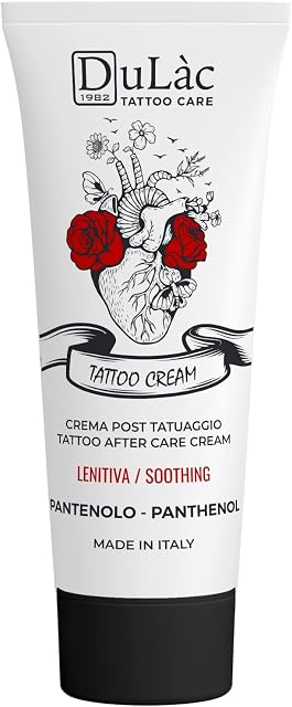 TATTOO AFTERCARE CREAM Dulàc - Made In Italy with Panthenol (5%) and Natural Active Ingredients, without Silicones and Parabens, Promotes Skin Regeneration, Protects and Moisturises the Skin