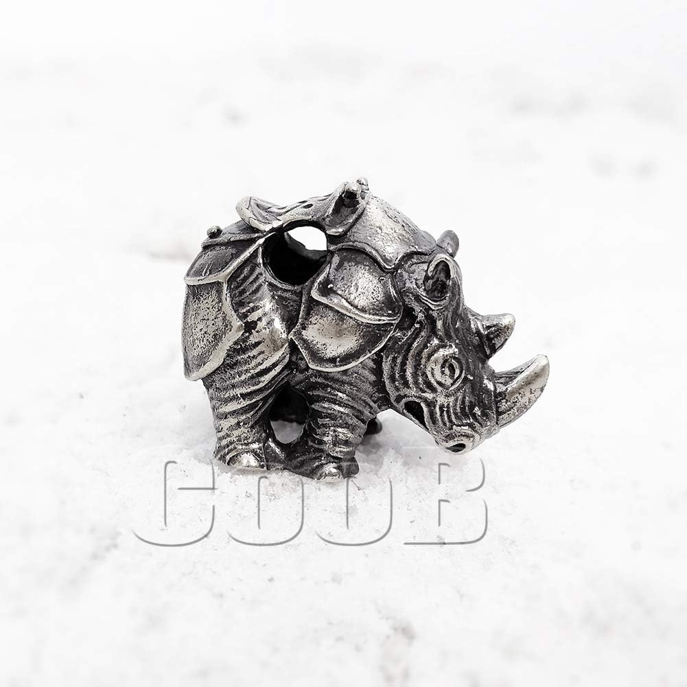 СooB EDC Paracord Bead, Knife Lanyard Bead, Pendant Rhino. Metal Hand-Casted Paracord Beads for Paracord Knives Lanyards 1Pcs/Lot