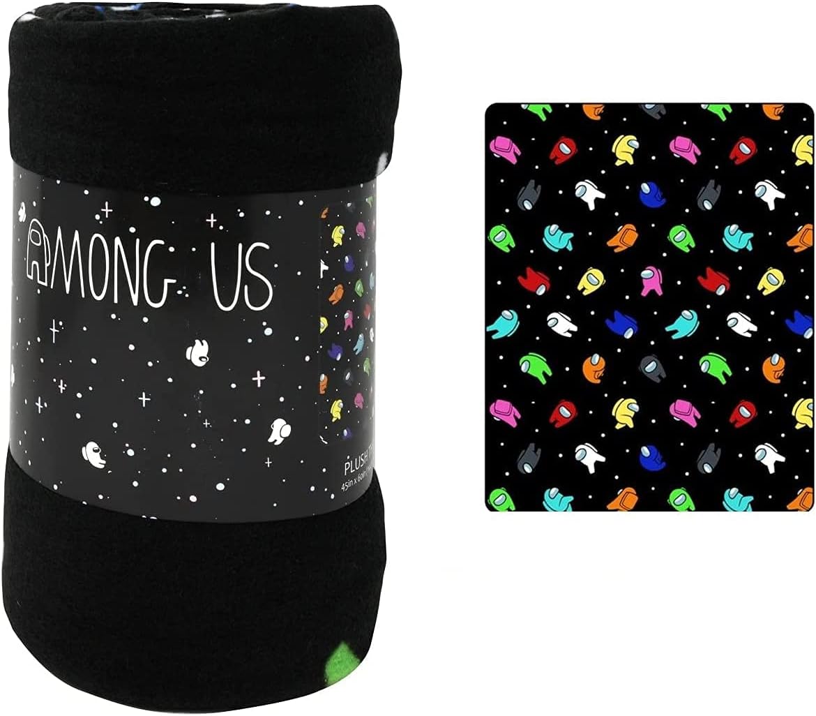 UPD Black Among Us Fleece Blanket - Warm and Cozy Among Us Fleece Throw Blanket for Kids, Soft Among Us Plush Throw Snuggle Blanket for Girls and Boys Bedroom - Size 45x60 Inch, Multicolor