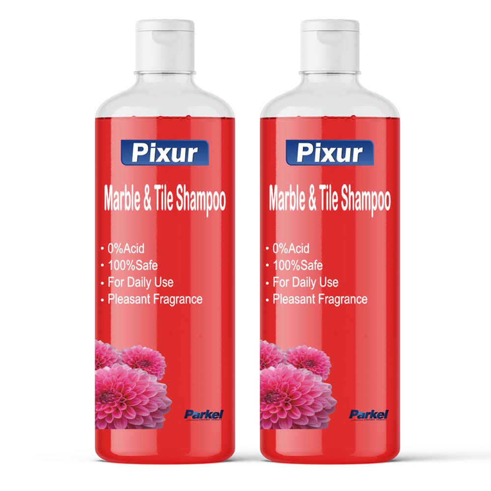 Pixur Marble And Tile Shampoo Camphor Pack Of 2 Pcs x 1 L/Floor Cleaner/Thick Liquid / 0% Hcl Acid/Safe On All Type Floor/Eco Friendly/No Harmful Chemicals/For Home,Kitchen,Bathroom
