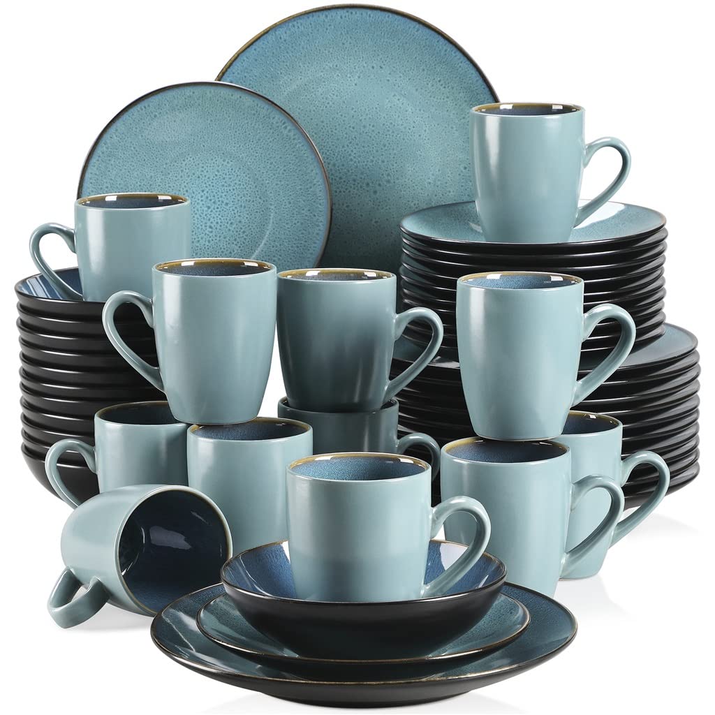 NZPOST Dinner Plate Tableware Set Vintage Ceramic Stoneware Set with Dinner&Dessert Plate,Bowl,Coffee Cups
