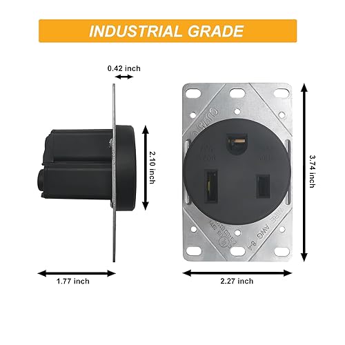 Miniatura 3 de Nema 6-50 Receptáculo 50 Amp 250 voltios tomacorriente, receptáculo de montaje empotrado para EV, cortador de plasma y salida de soldador, 2 polos 3