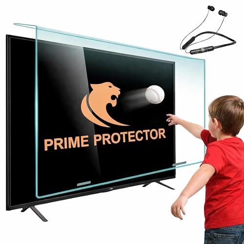 55-Inch TV Screen Protector - Tempered Glass Guard, 9H Hardness, Crystal Clear (FREE Bluetooth Neck Band) (55 Inch)