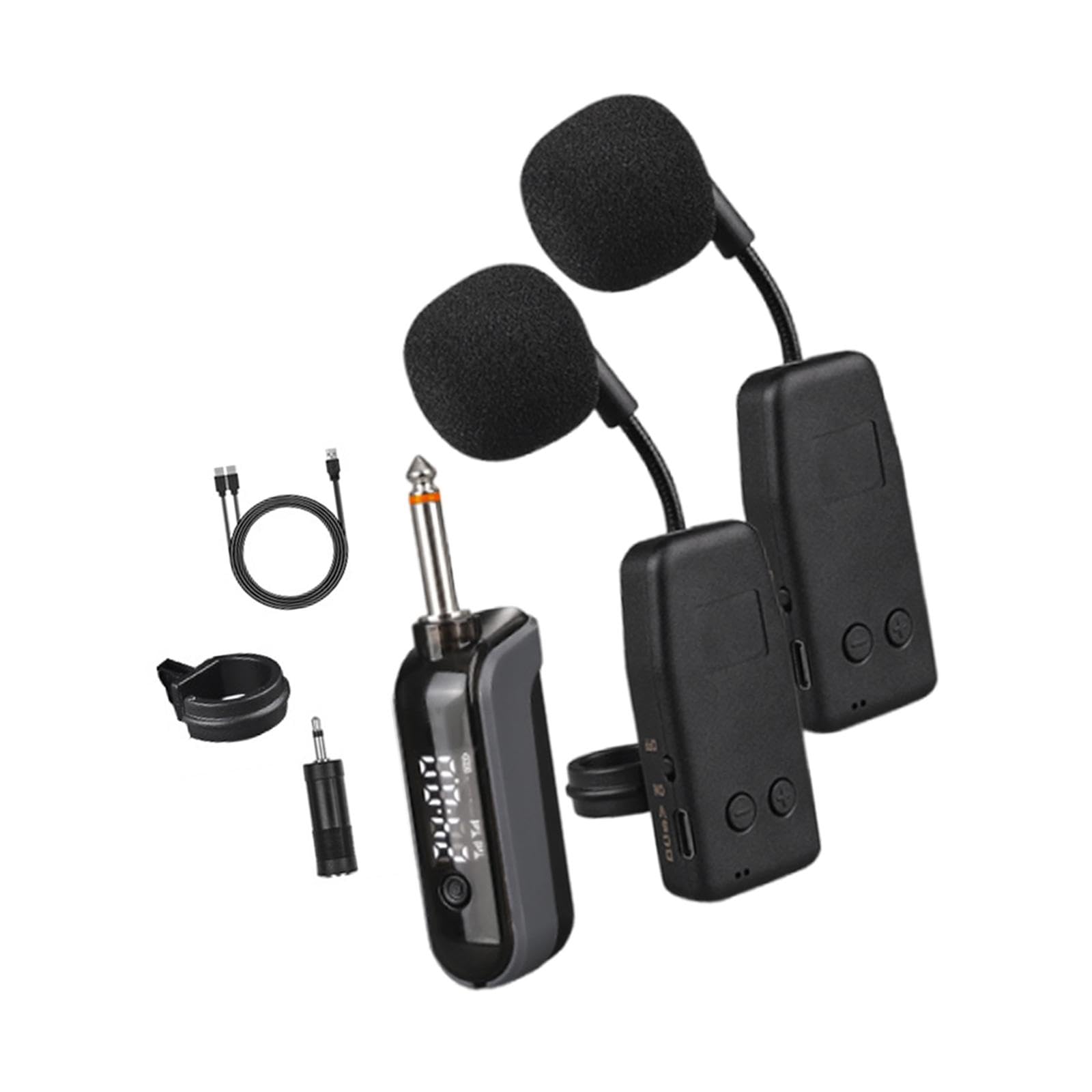 F Fityle di ripresa microfonica per strumenti Trasmettitore e ricevitore portatile leggero professionale per spettacoli dal vivo e concerti, 2 Microfoni