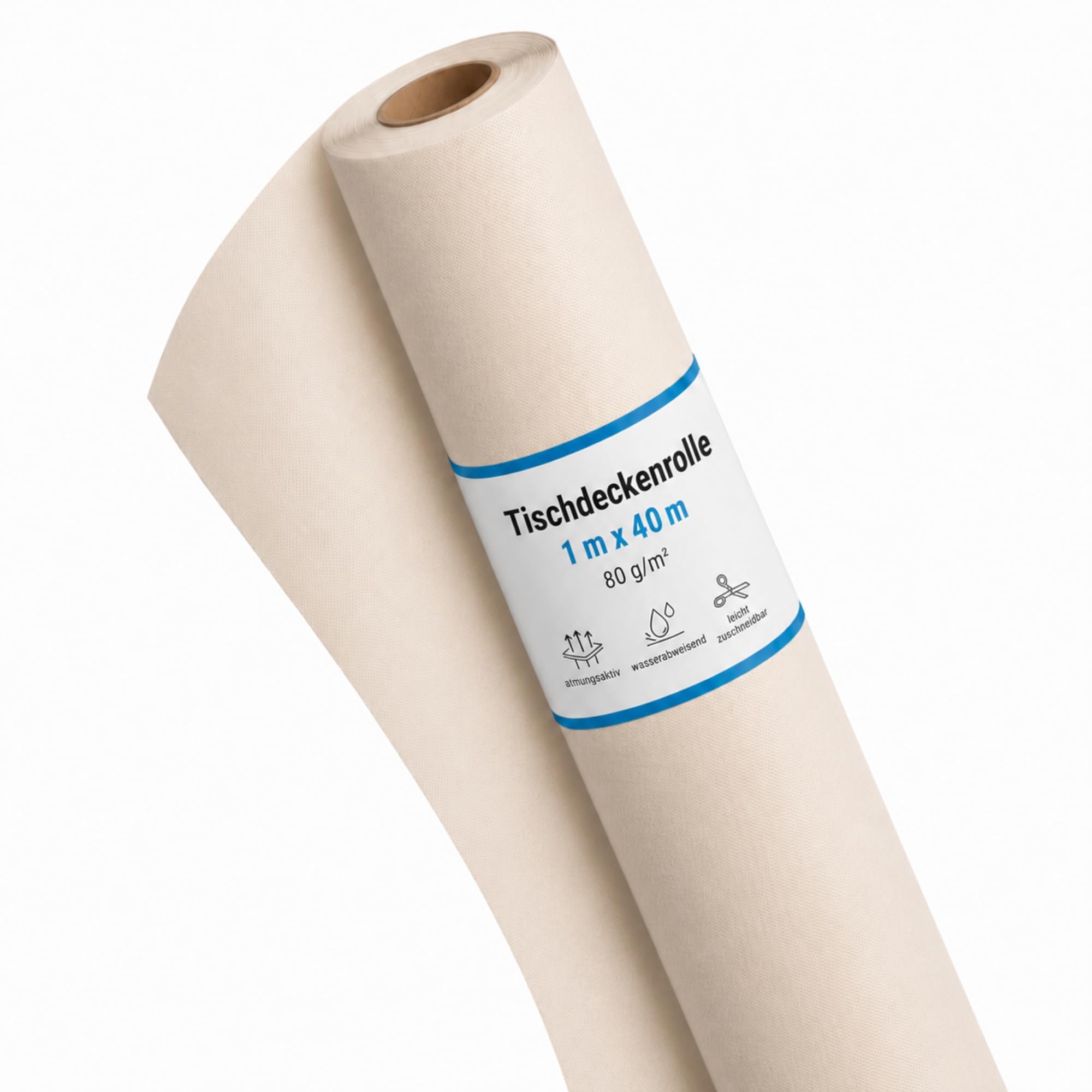 Sensalux Rouleau de Nappe, certifié Öko-Tex 100, Lavable, 40 m de Longueur 1 m x 40 m, Linge de Table Nappe mètre, Non-tissé, idéal pour fête, Traiteur, Club Fête, Anniversaire Ivoire