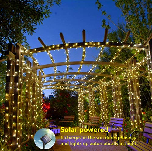 Solar Powered String Lights,Solar Fairy Lights Warm White,10 Meters/ 33Ft 100LEDS / 8 Modes,Waterproof Copper Wire Lighting for Indoor,Outdoor,Wedding,Patio,Home,Garden Decoration - Image 4