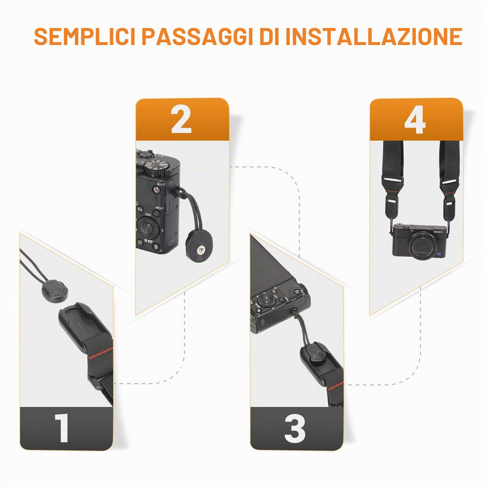 SMALLRIG Tracolla Universale per Fotocamera, Tracolla Regolabile da 110cm a 160cm con Piastra a Sgancio Rapido Connettore Rapid Link per Fotocamere DSLR - 2428