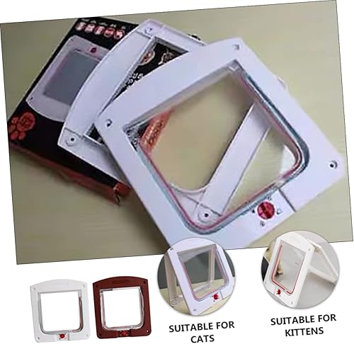 Miniatura 3 de HEMOTON 2 puertas controlables con solapa para gatos para un fácil acceso, portal para gatos, duradera, fácil de instalar, puerta para mascotas para