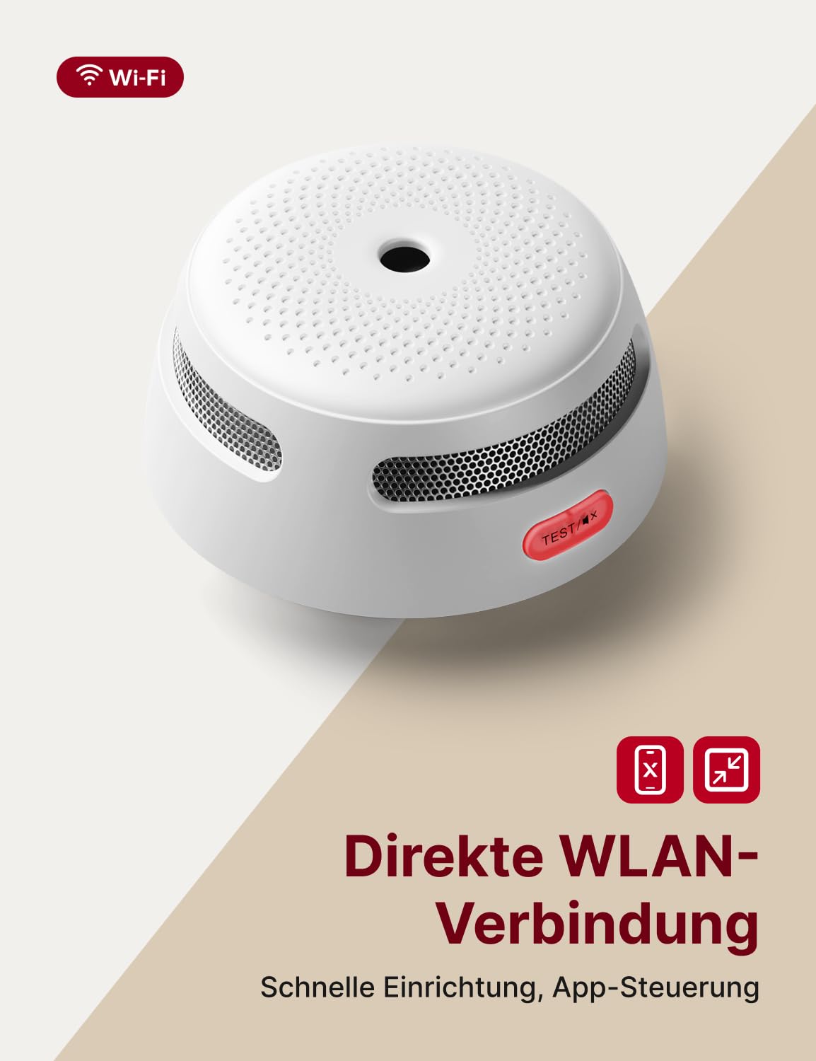 X-Sense Rauchmelder WLAN, entspricht der Norm EN14604, Rauchmelder Smart mit austauschbarer Batterie, Benachrichtigungen über die App, 1 Stück