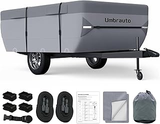 Umbrauto Pop Up Folding Camper Cover Fits 10'-12', Upgraded 7 Layers Top Tent Trailer