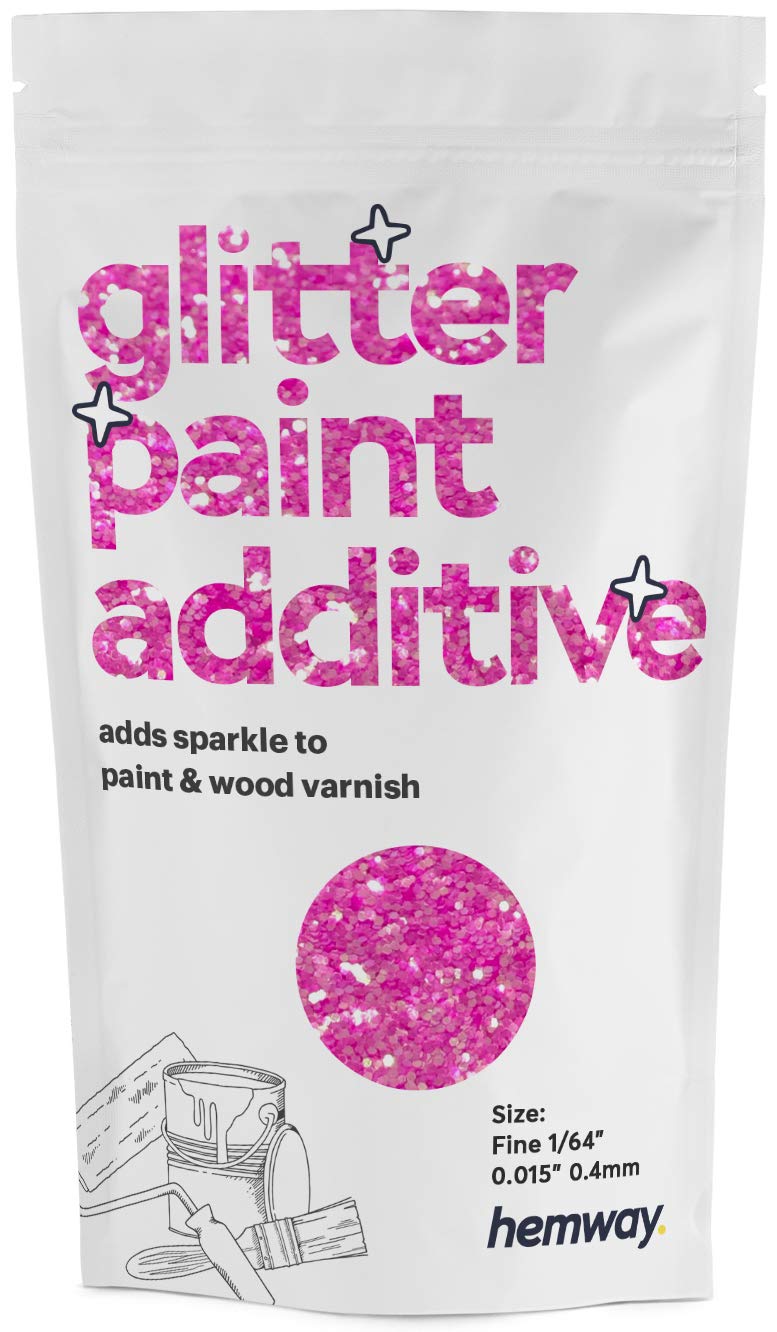 Hemway Glitter Paint Additive - Baby Pink Iridescent | Fine Metallic Flakes for Adding Sparkle to Paints & Wood Varnish | Add to Emulsion, Acrylic & Latex for Indoor Sparkly Walls | 100 g