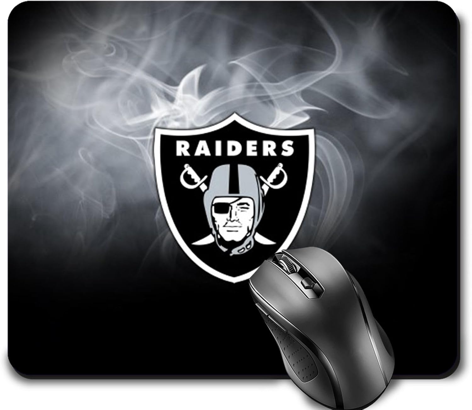 Gaming Mouse Pad for Football Sports Fans,Black Design Non-Slip Rubber Base Square Mousepad for Computers Laptop Desk Mat