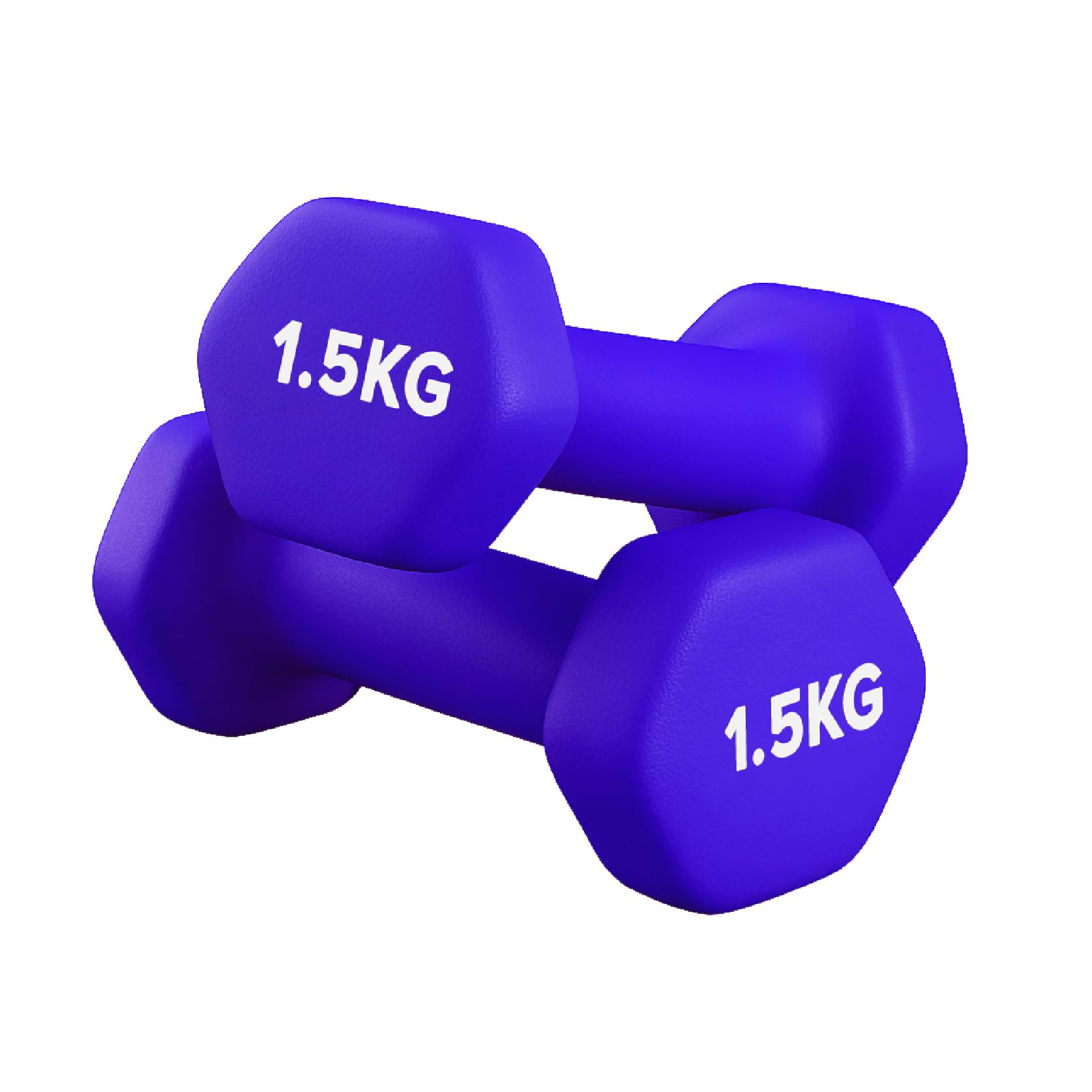 Neoprene Dumbbells Pair for Women Home Gym, Hex No-Roll Design, Non-Slip Grip, Colour Coded Weights Set, 0.5kg to 10kg (1.5kg-Pair-Purple) โ image 1