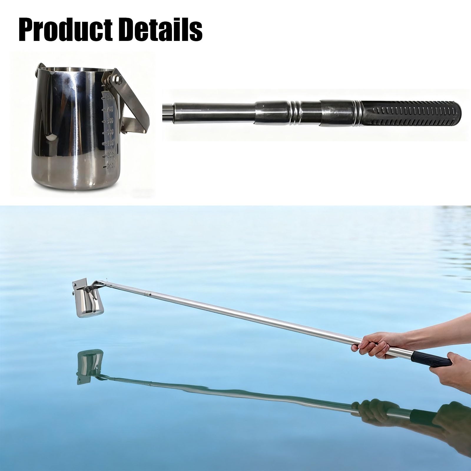 Campionatore d'acqua Quali con palo Teles 500ml/1000ml Tazza Pendolo in Acciaio Inox Strumento di Campionamento Acqua Premium per Analisi e Analisi Accurate