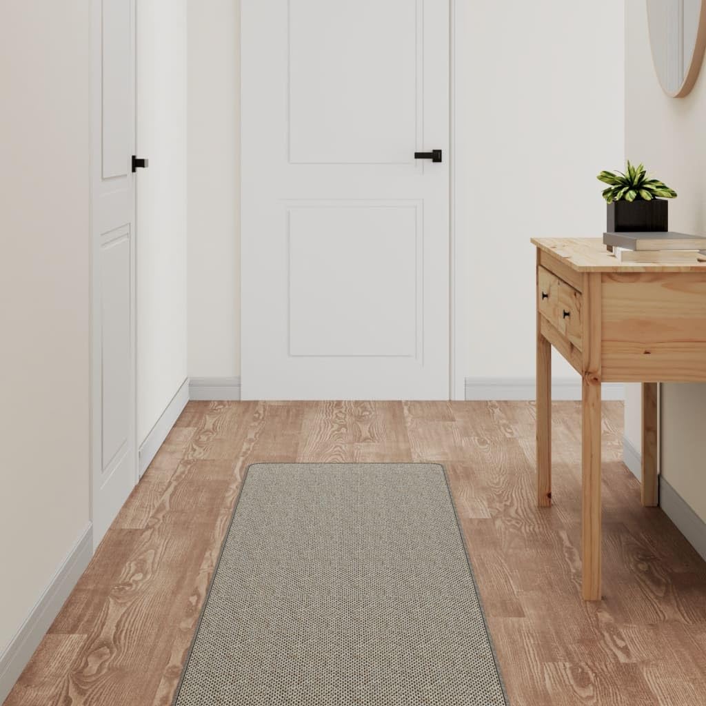 Tapis de couloir aspect sisal platine 50x300 cm antidérapant et lavable