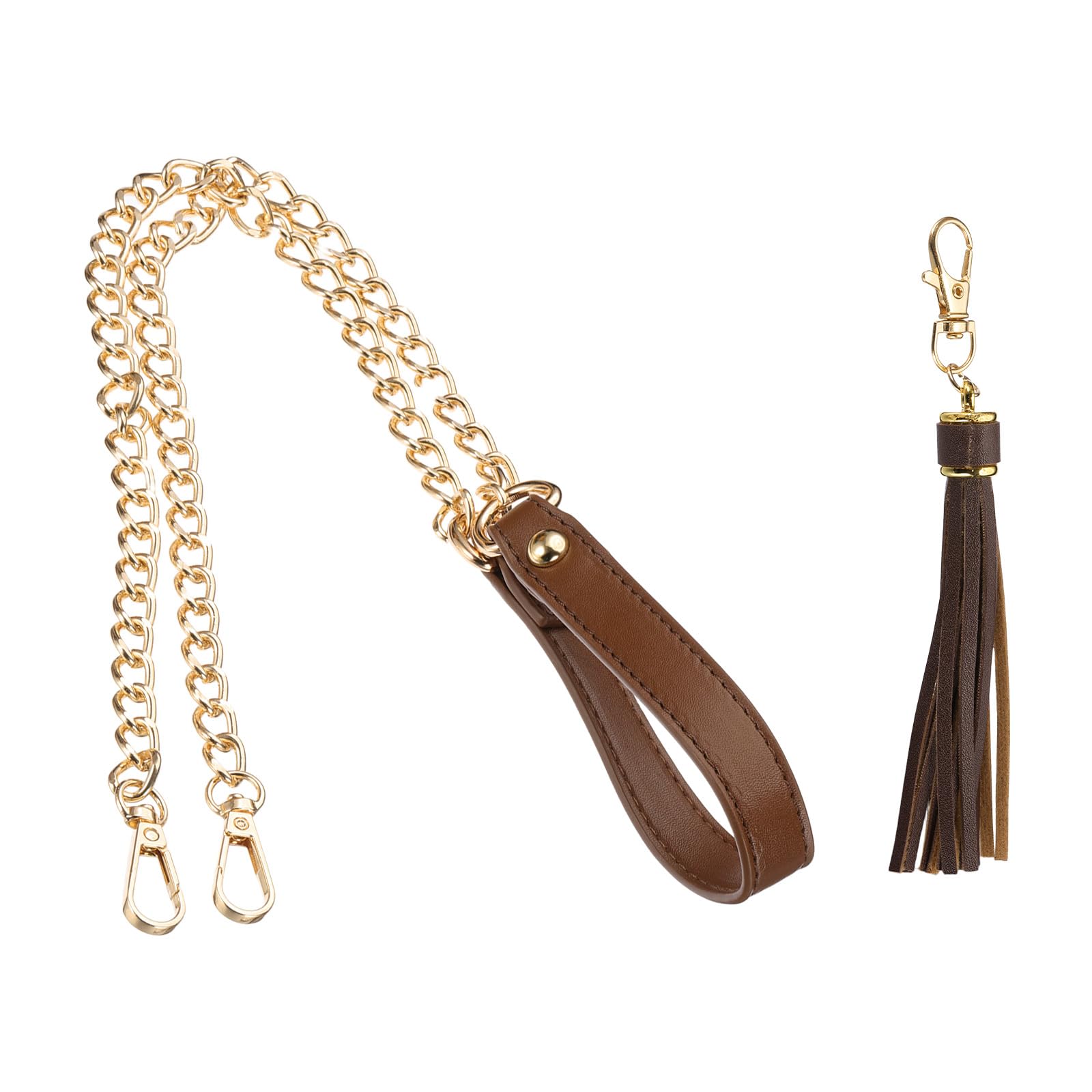 PATIKIL Purse Chain Strap, 39 Inch Leather Chain Purse Strap Replacement with Tassel for Crossbody Bag Handbag Woman Coffee/Gold