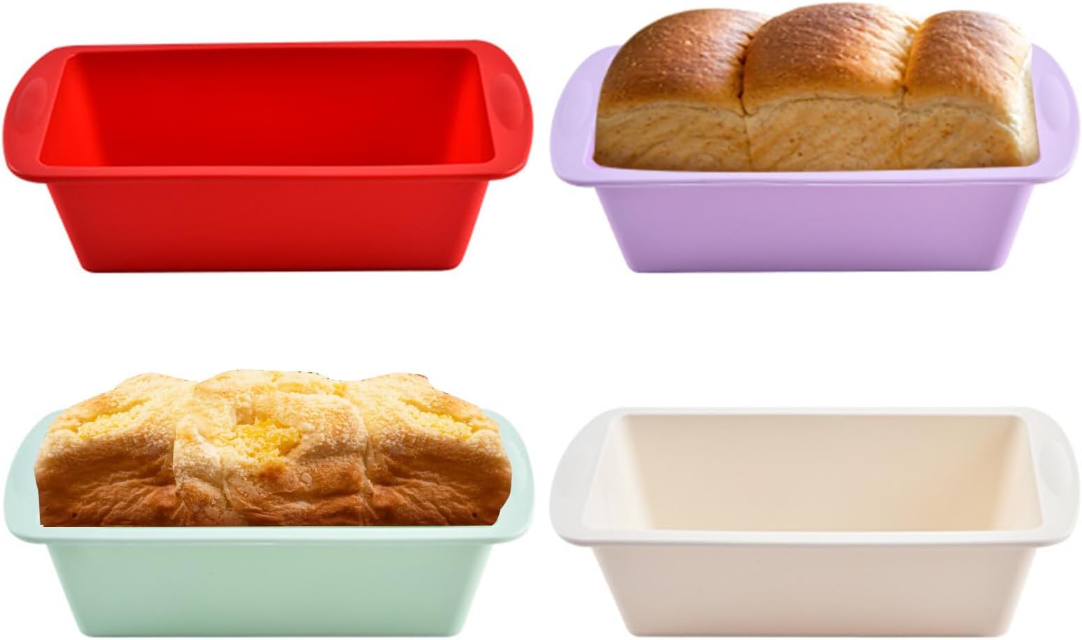 Tomtary Mini Loaf Tins, 4PCS Silicone Loaf Tins for Baking, Non Stick Bread Tin Reusable