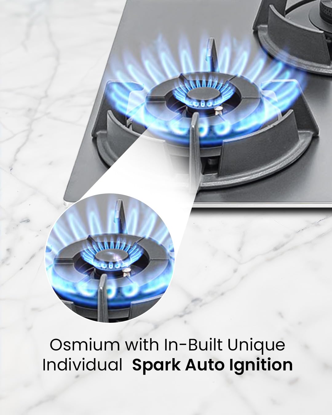 Close-up of the auto ignition spark on a gas burner