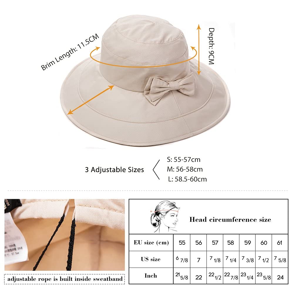 Comhats Chapeau de soleil pour femme avec protection UV UPF 50 - Chapeau de plage pliable à large bord