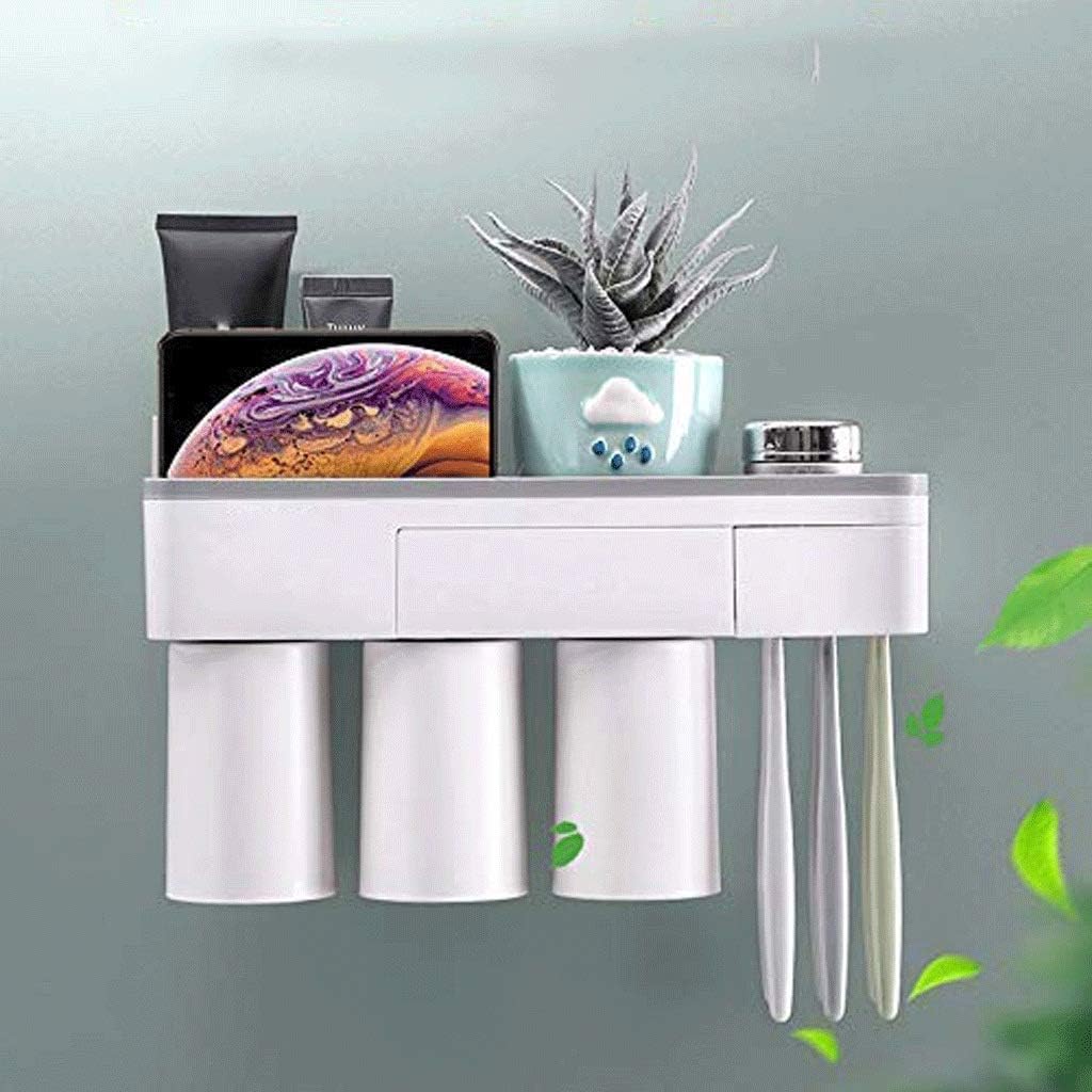 Toothbrush Cup Holder,Mouth Storage Cabinet Free Punching Magnetic Brush Tooth Box Washing