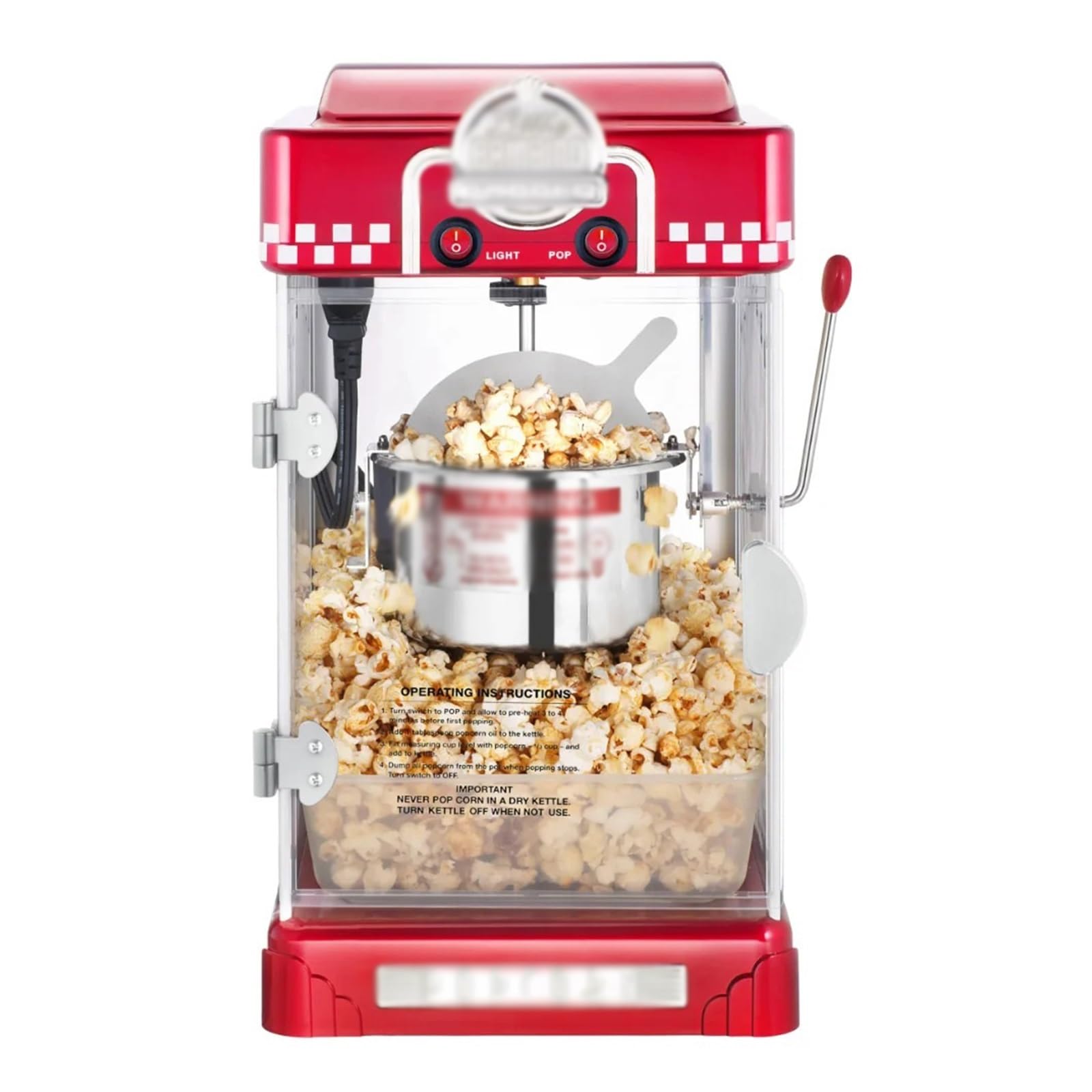 Maszyna do popcornu Stołowa maszyna retro Popcorn Popper Komora grzewcza o dużej pojemności Szybka do robienia popcornu (2,5 uncji, czerwona)