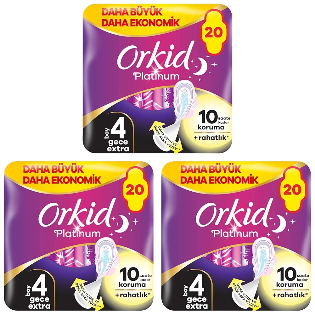 Orkid Platinum Gece Ekstra (Boy 4) 20 Adet Hijyenik Ped 3lü paket