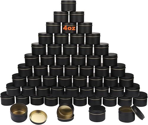 Vista 11 de GENHAKON 48 paquetes de latas de velas negras de 4 onzas, latas para hacer velas a granel, frascos de velas, recipientes para velas