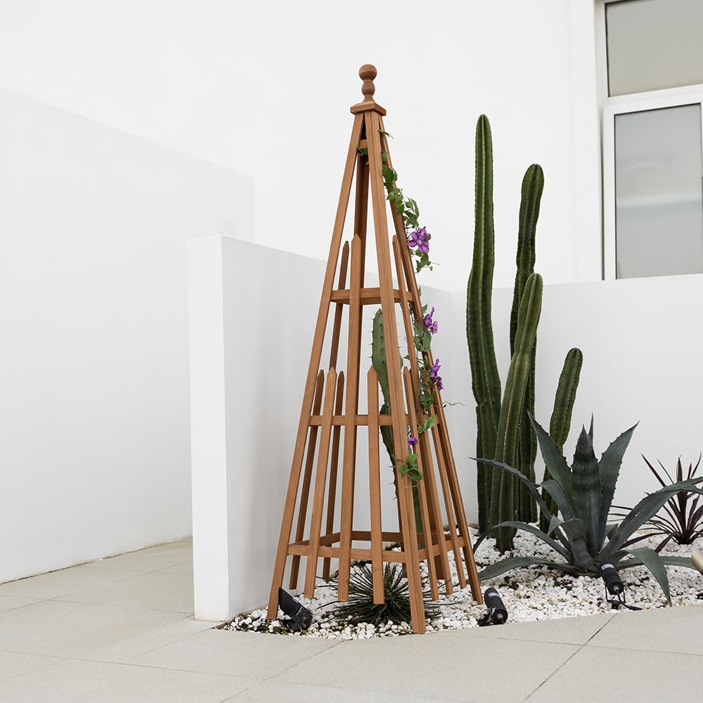 Amazon.com : Wooden Obelisk Trellis The Ideal Support for Indoor and  Outdoor Gardens, 68''H20''W, Perfect for Tomatoes, Cucumbers, and Climbing  Plants, Can Also be Used as a Background Decoration : Patio, Lawn