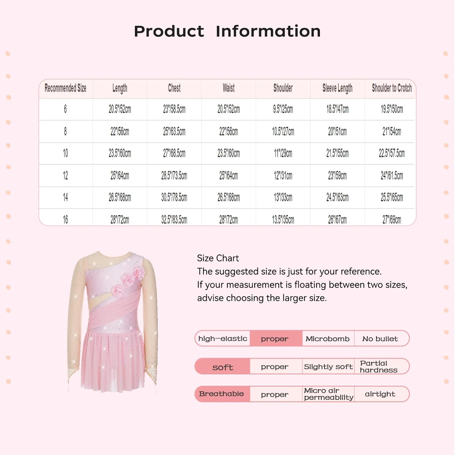 Agoky Figure Skating Dress for Girls 3D Flower Rhythmic Gymnastics Leotard
